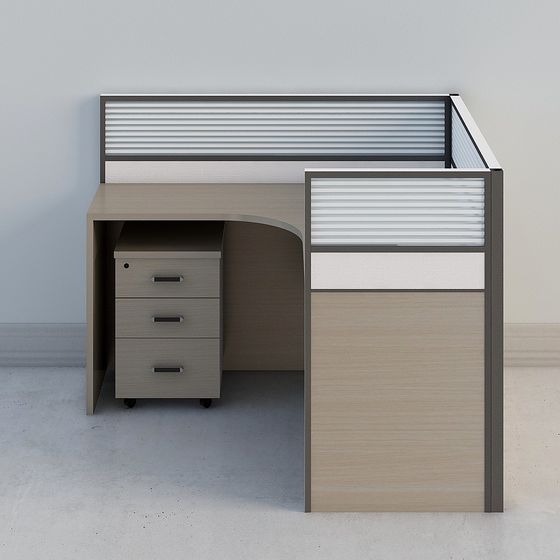Minimalist Office Cubicle Desk 3D model