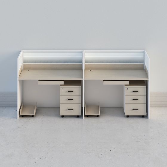 Stylish Dual-User Office Desk 3D model