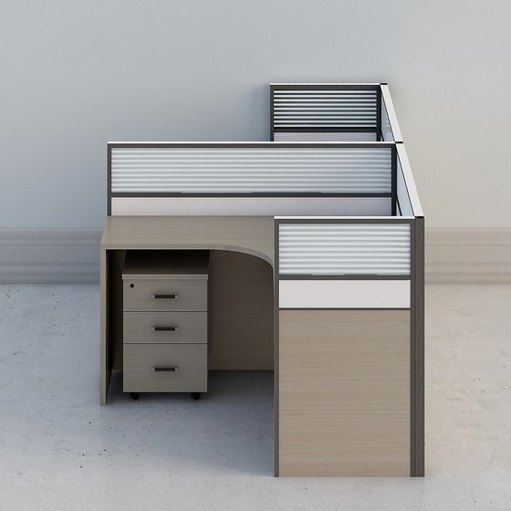Minimalist Low-Poly Office Desk 3D model