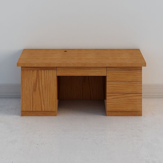 Low-Poly Wooden Desk 3D Model for Modern Workspaces