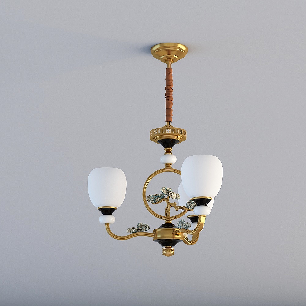 Lampadario in rame (3 teste) New Chandeliers serie Rex per ristorante, camera da letto e studio