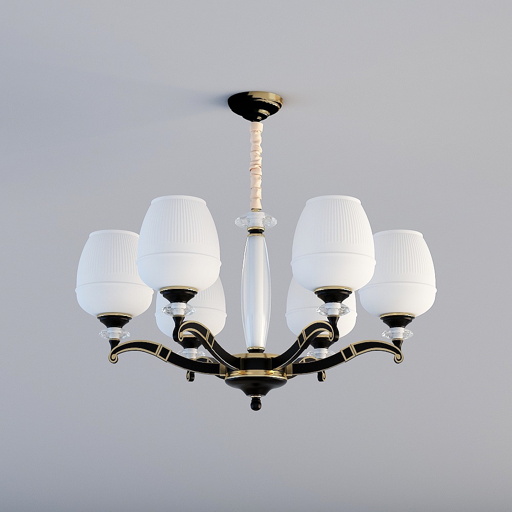 Reeth leeds castle modern retro fashion atmospheric beautiful glass lamp shade living room living room bedroom study chandelier copper lamp (6 head)