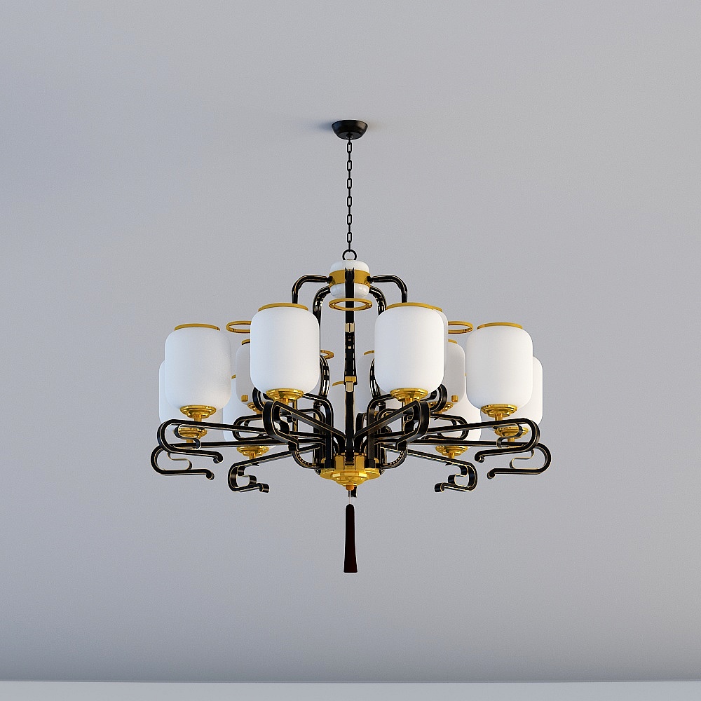 NVC Rex Lighting New Chinese Atmospheric Vintage Porcelain Muscle Living Room Bedroom Bedroom Study Chandelier (10 Head)