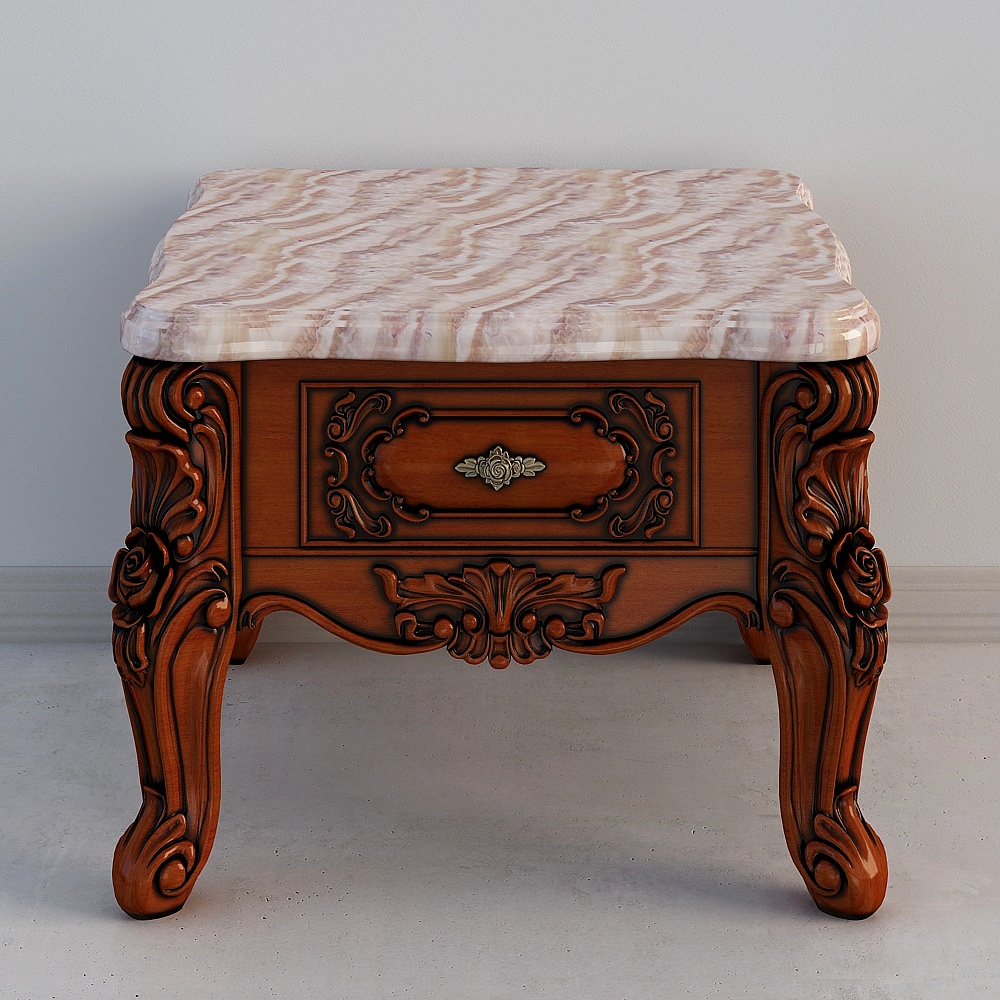 Elegant Nightstand 3D model with Vintage Touch