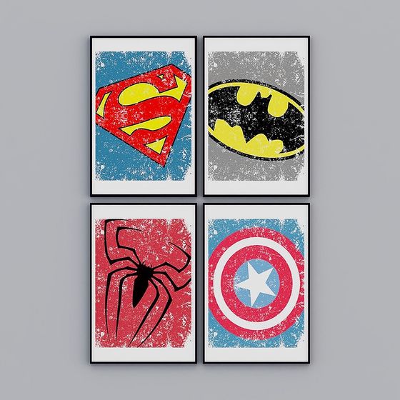 Superhero Logos Collection 3D model