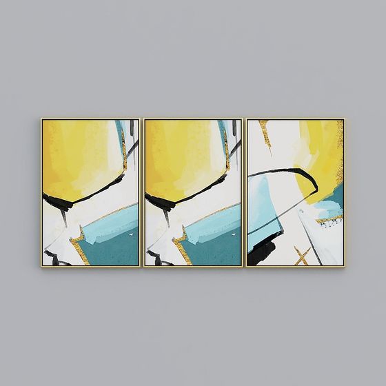 Abstract Triptych 3D Model in Low Poly Style