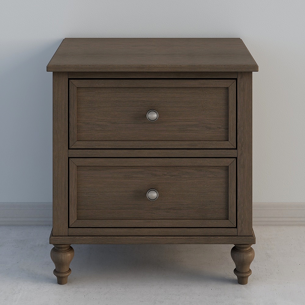 Ait House American modern simple carbon gray double drawer bedside table solid wood small family type gray mini drawer small locker DS821211