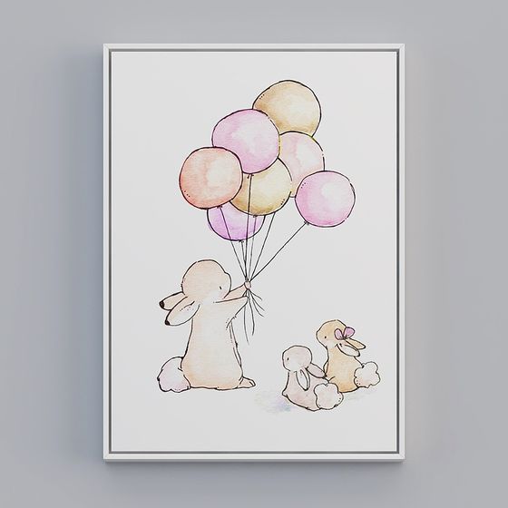 Bunny Balloon Adventure 3D model for Kids' Decor