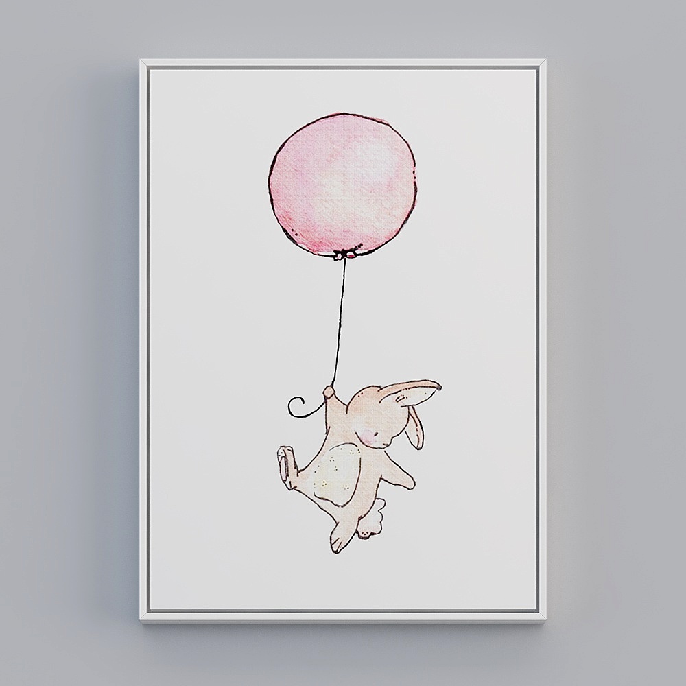 Cute Rabbit with Balloon 3D model