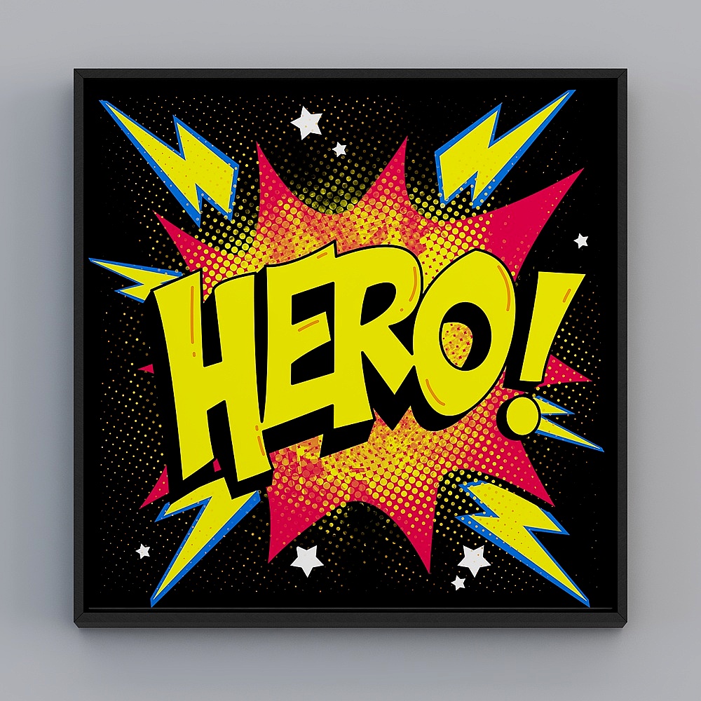 Kippoon Modern Restaurant Xuanguan Corridor square black box 53x53cm comic character wlpr-x-11