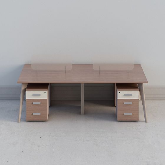 Modern Minimalist Double Office Desk 3D model