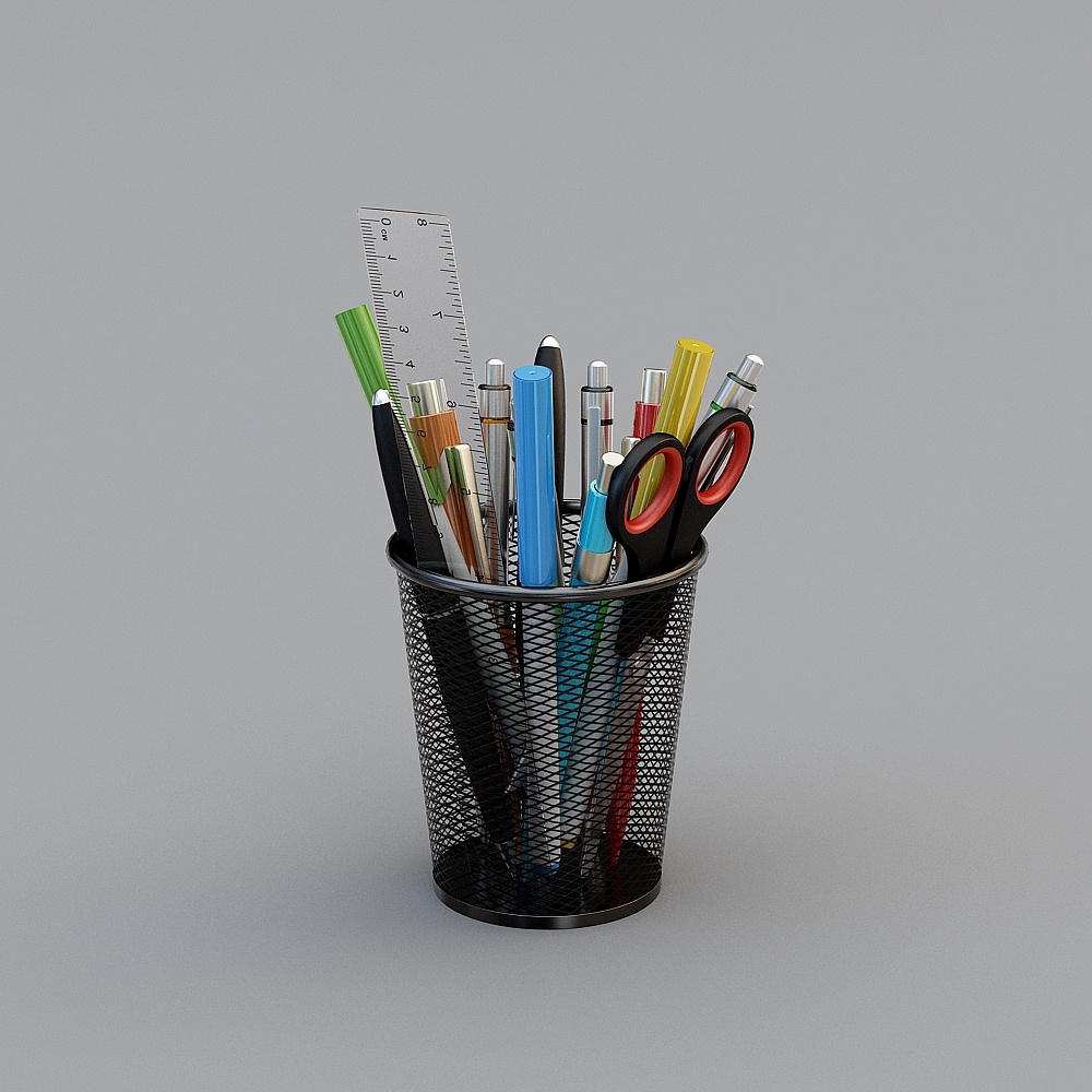 Stylish Low-Poly Pen Holder 3D Model