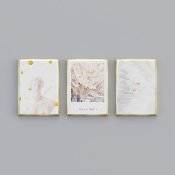 Gray Nordic Collage Decorative Painting 3D Model