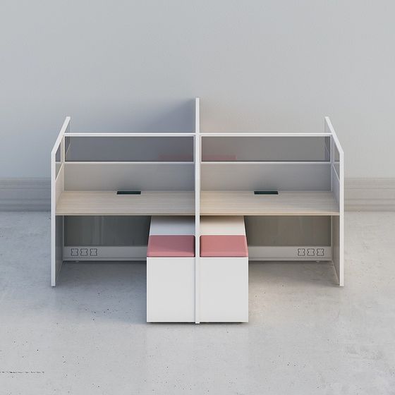 Elegant Double Office Desk 3D model for Creative Spaces