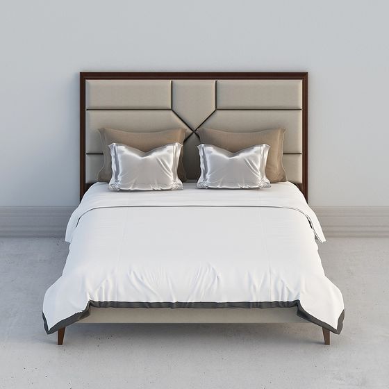 Stylish Low-Poly Bed Frame 3D model