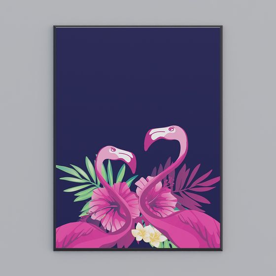 Vibrant Pink Flamingo 3D model for Tropical Settings