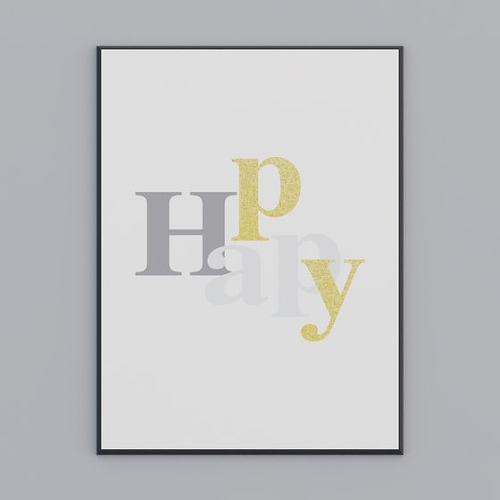 Happy Art Poster 3D Model for Creative Projects