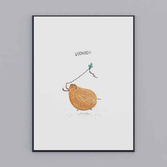 Charming Little Bear on a Kite 3D model