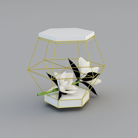 Elegant Geometric Flower Stand 3D model