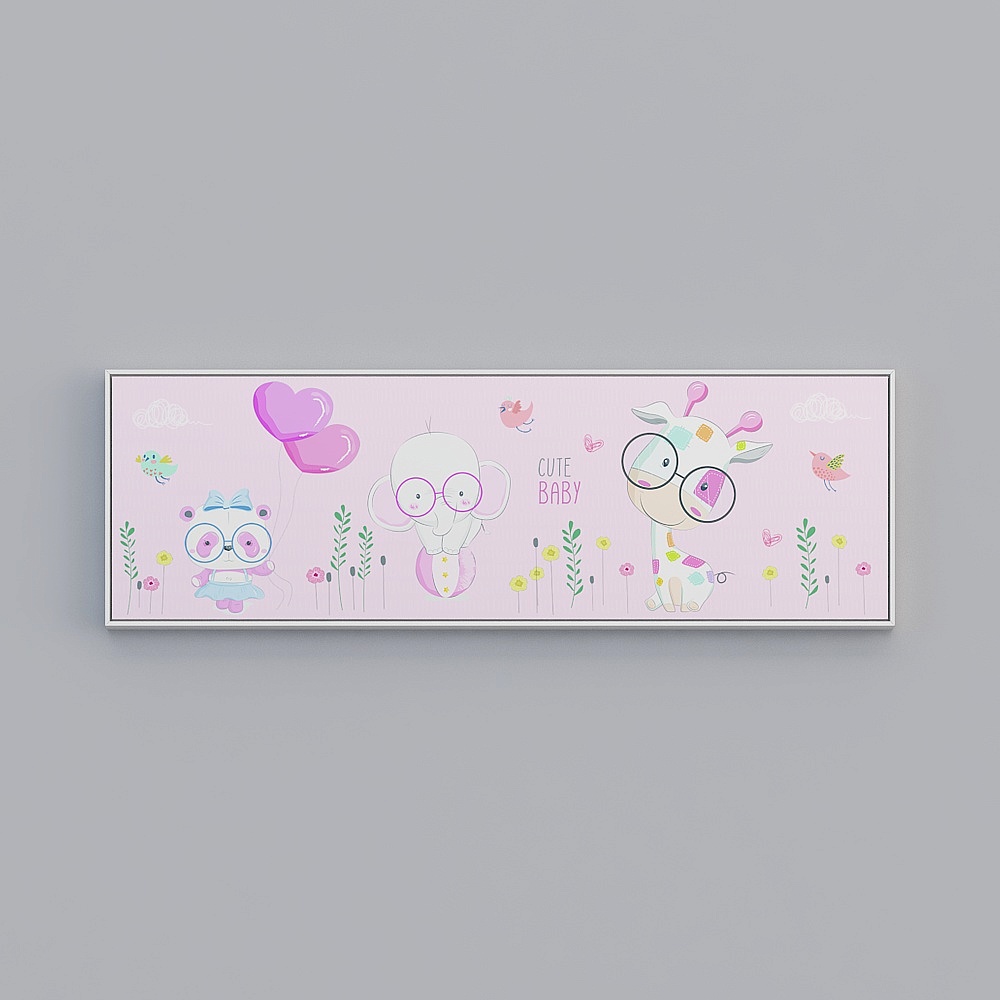 Cute Baby Panel 3D model in a Dreamy Pink Garden