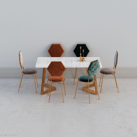 Urban Living Room Dining Table and Chairs Set 3D model