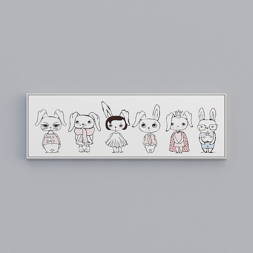 Charming Bunny Family 3D model