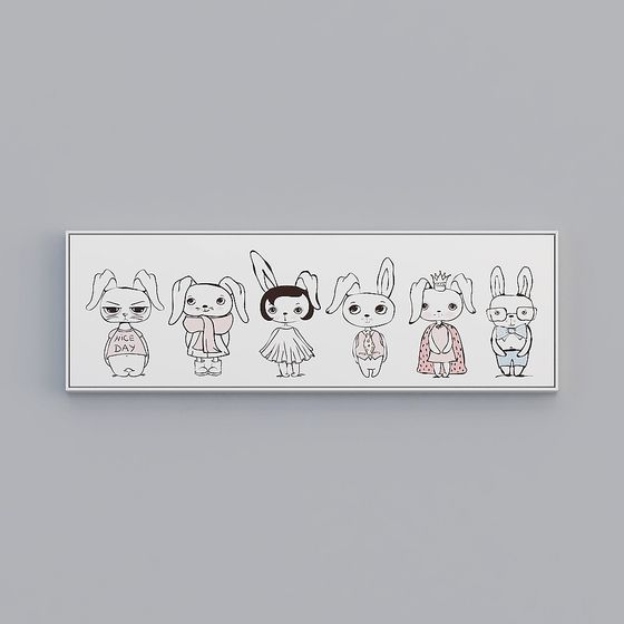 Enchanting Bunny Family 3D model