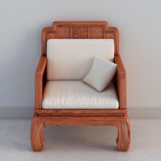Elegant Chinese Wooden Sofa 3D model