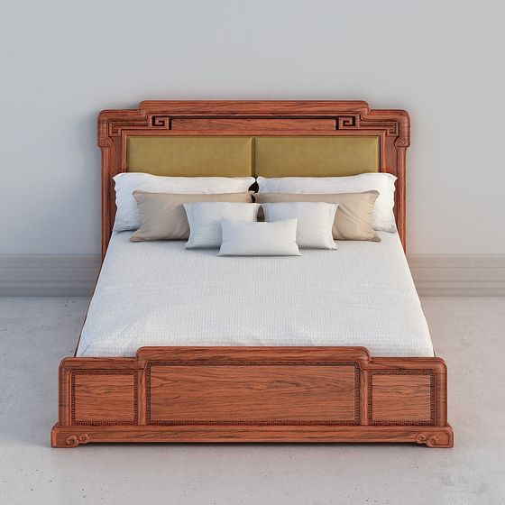 Classic Wooden Bed 3D model