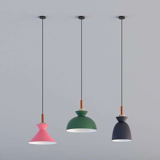 Stylish Low-Poly Pendant Light 3D Model Set