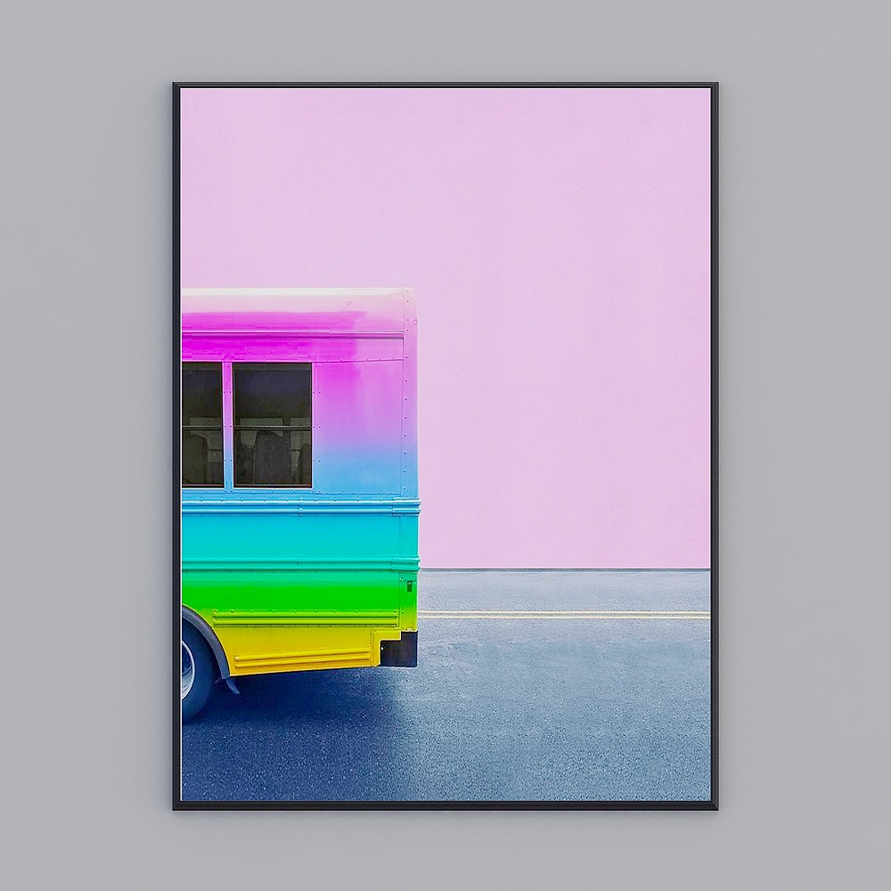 Vibrant Rainbow School Bus Low-Poly 3D model