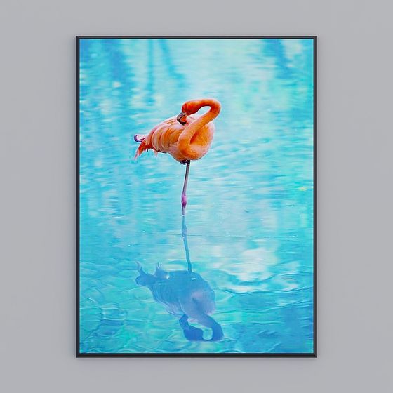 Graceful Flamingo 3D model in Water