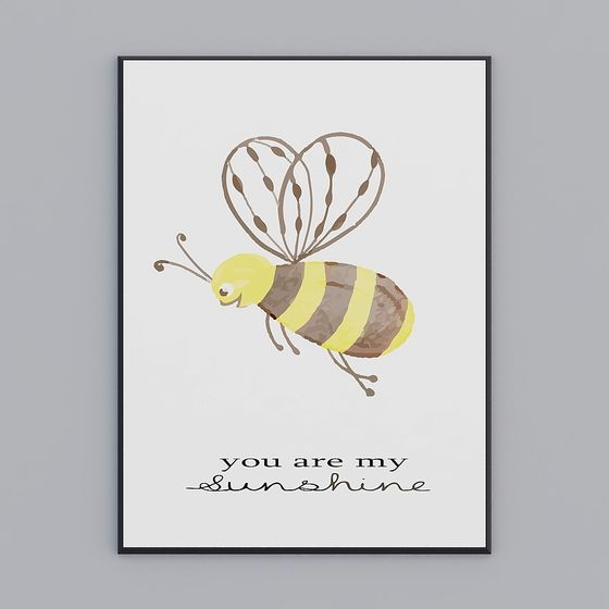 Charming Bee 3D Model Poster for Vibrant Spaces