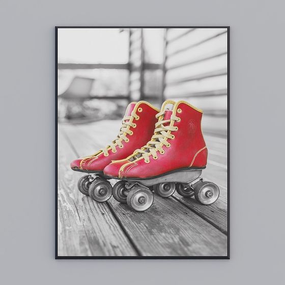Retro Red Roller Skates 3D model for Creative Projects