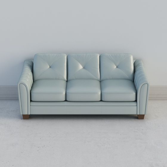 Elegant Low-Poly Blue Sofa 3D Model