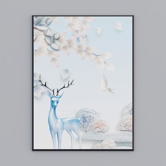 Winter Deer Scene 3D model for Creative Projects