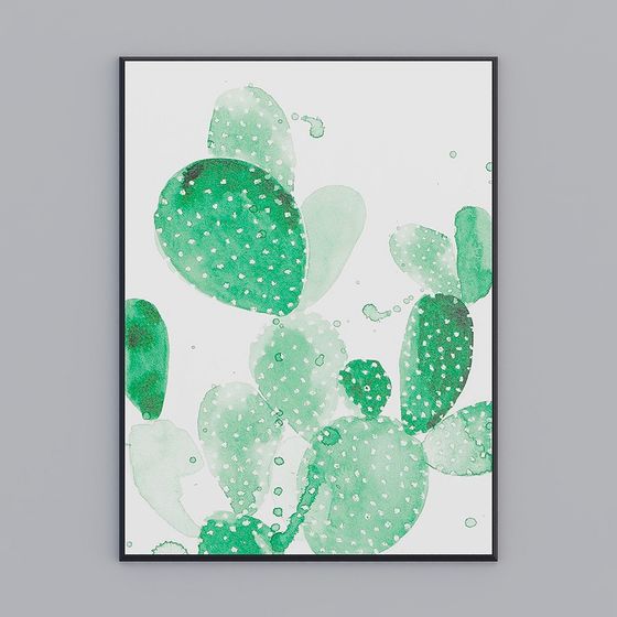 Cactus Watercolor 3D Model