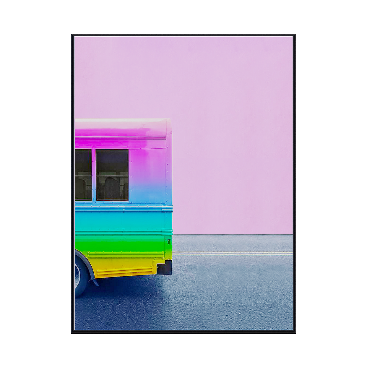 Vibrant Rainbow School Bus 3D Model – Low-Poly Vehicle