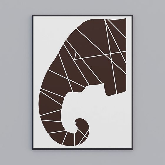 Geometric Elephant Painting 3D Model in Modern Style