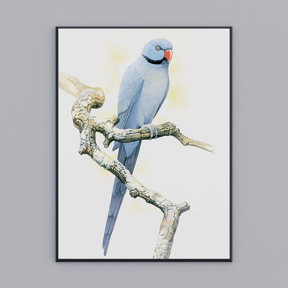 Elegant Low-Polygon Blue Parrot 3D model for Creative Projects