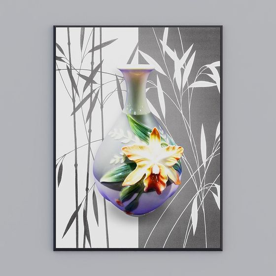 Elegant Orchid Porcelain Vase 3D model