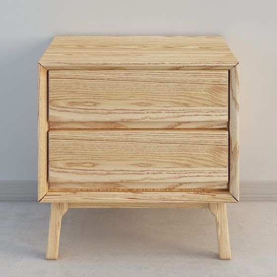 Stylish Wooden Nightstand 3D model for Modern Interiors