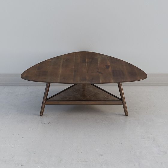 Curved Wooden Table 3D model - Modern and Vintage Design