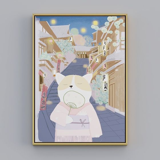 Moonlit Cat in Kimono 3D model