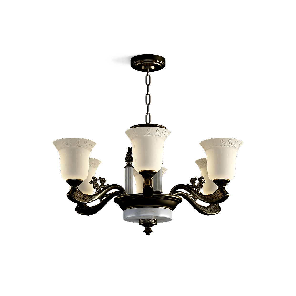 Vintage Chandelier 3D Model – Classic Gold & Glass Design