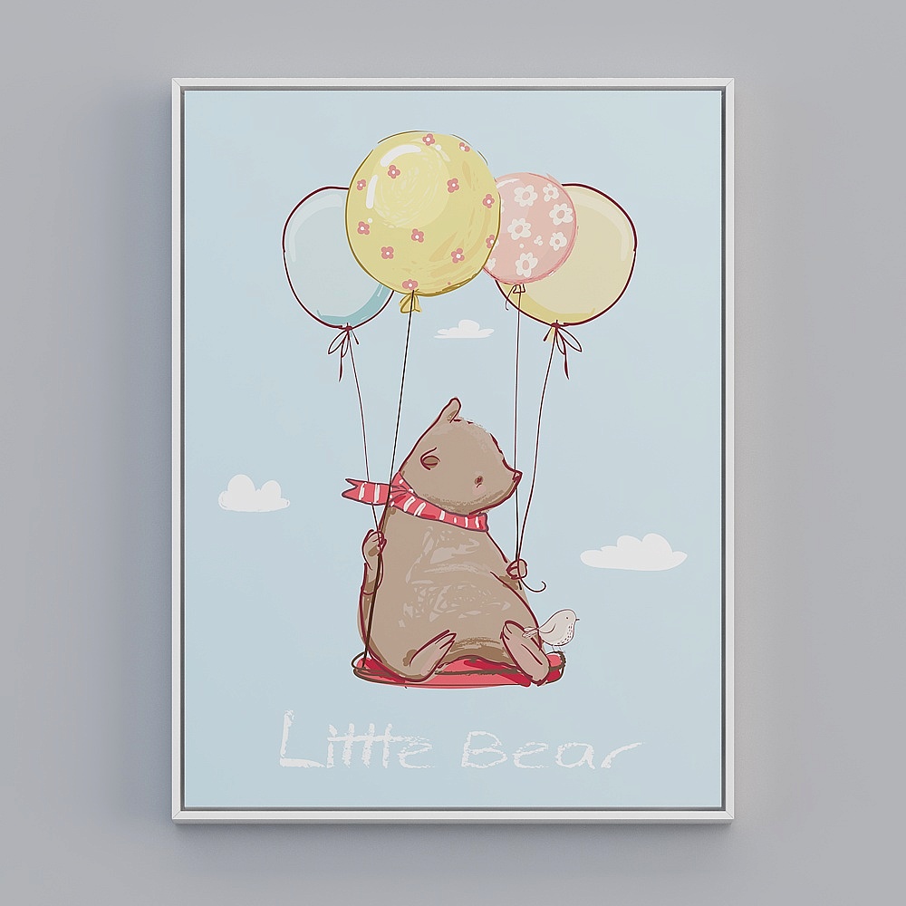 Kippoon Children's Room single vertical vertical white frame animal 63x83cm animal decoration painting wrgz-x-7