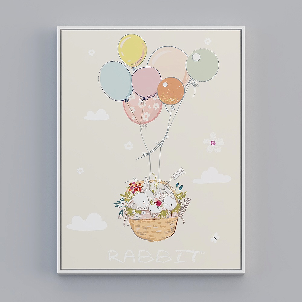 Kippoon Children's Room single vertical vertical white frame animal 63x83cm animal decoration painting wrgz-x-7