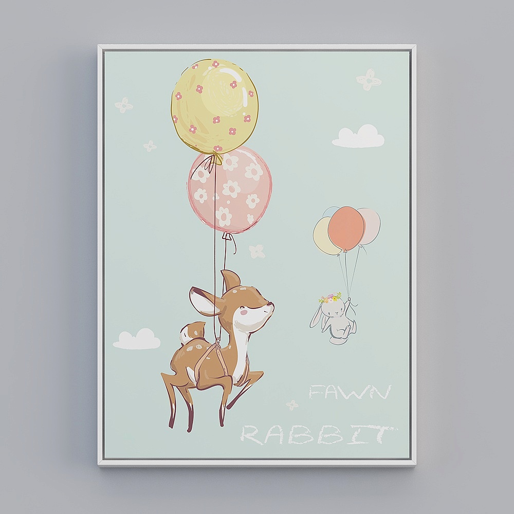 Kippoon Children's Room single vertical vertical white frame animal 63x83cm animal decoration painting wrgz-x-7