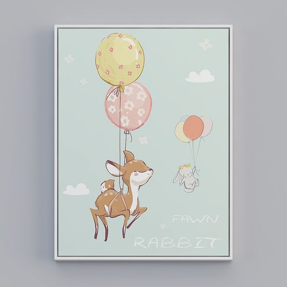 キッポーン 子供部屋 シングル 縦型 タテ 白枠 動物 63x83cm 装飾画