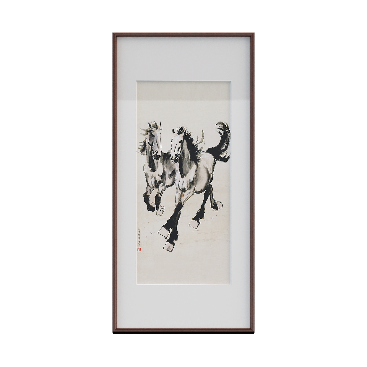 Dynamic Galloping Horses 3D Model – Ink Wash Style